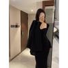 Niche square collar knitted dress women's autumn and winter inner fit slim temperament slim knee hip wrap long skirt