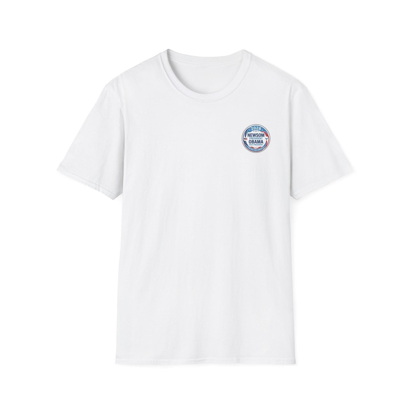 Gavin Newsom, Barack Obama 2028 Presidential Tee Softstyle Unisex T-Shirt S разноцветный