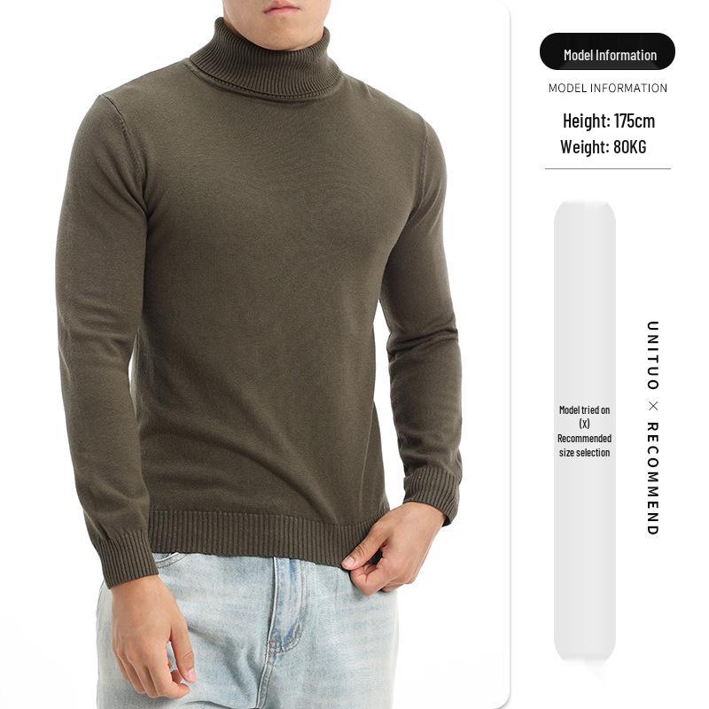 

Men s High-End Slim Fit Turtleneck Sweater – Versatile Warm Pullover for Autumn/Winter L армія зелений колір