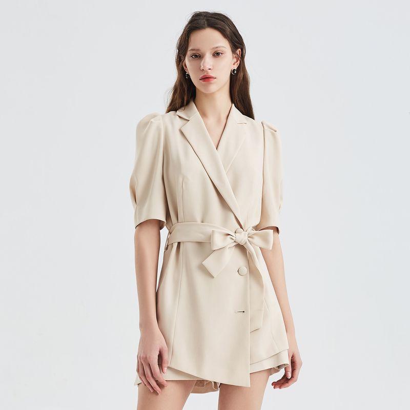 

Топы с коротким рукавом Obeg Стильный нишевый стиль Воротник-стойка beige grey 155/XS/34