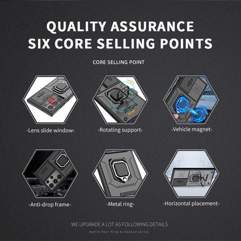 Für Samsung Galaxy S24 Hülle Für S23 S24 Plus Ultra Hülle Linsen-Schiebefenster-Schutz Armor Stoßfest Halter Magnetischer Bumper