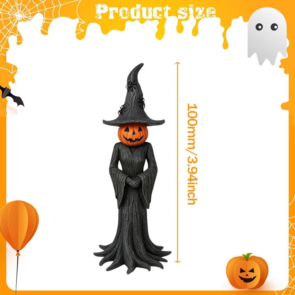 Pumpkin Witch Figurine Halloween Gift Creative for Bedroom Shelf Living Room