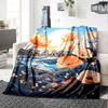 Sunset Flowers By The River Throw Customizable Blanket Customize Text Soft Warm Cozy For Sofa Couch Office Bed Picnics Four Seasons Universal Digital