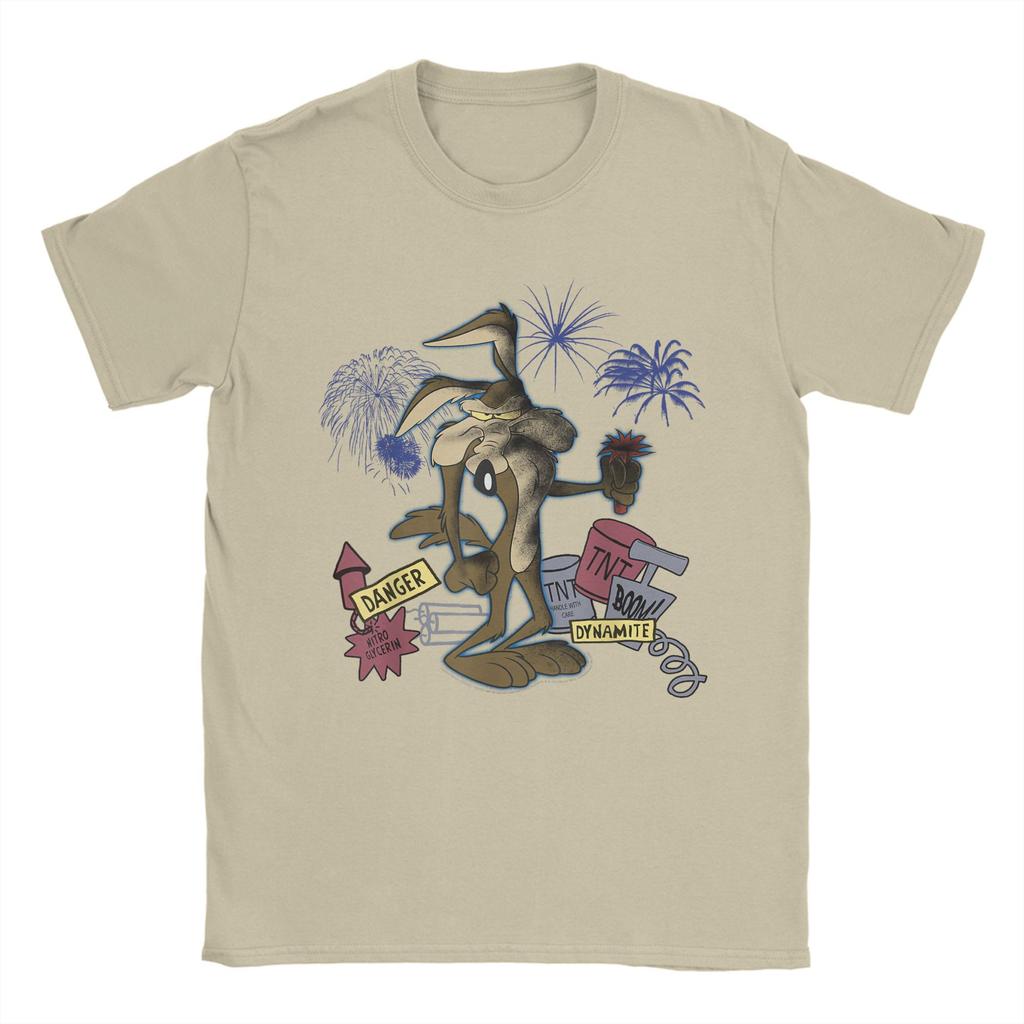 Men T-Shirt Wile E. Coyotes TNT Portrait Novelty Pure Cotton Tee Shirt Short Sleeve T Shirt Crew Neck Clothing Plus Size