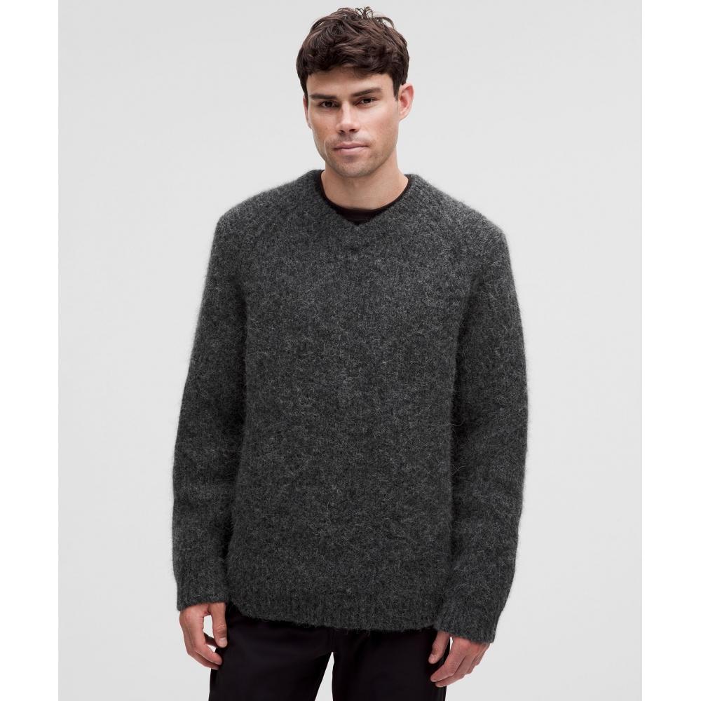 

Lululemon Men S Alpaca Wool Blend V Neck Sweater Heathered Graphite Grey XS
