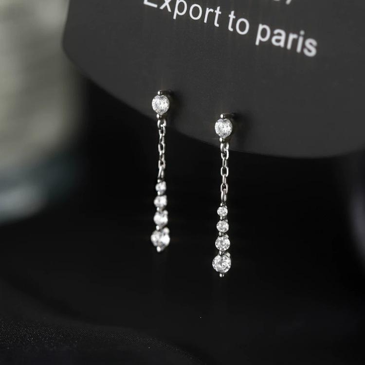 2026 New Trend: High-End 925 Sterling Silver Zirconia Tassel Stud Earrings for Women