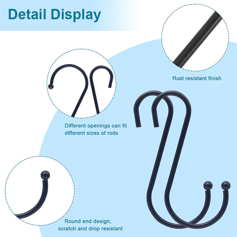 Factory E-Coating Black Carbon Steel S Hook S Shape Hanging Hook for Cloths and Kitchen Ware