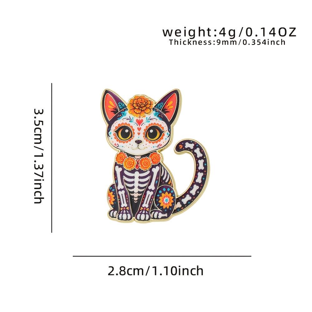 1pc Mexican Day of the Dead Skeleton Cat Enamel Pin, Skeleton Cat Badge, Suitable for Day of the Dead Fashion Accessory Gift