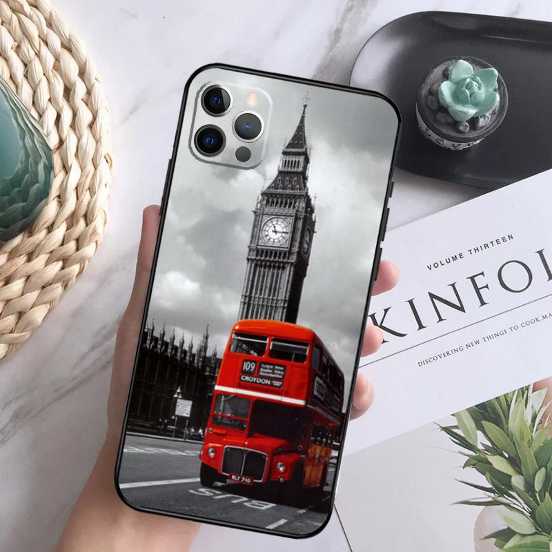 London Red Bus Big Ben Phone Case For iPhone 16 Pro 11 12 13 14 15 Pro Max Mini XS X XR 7 8 16 Plus Cover Coque