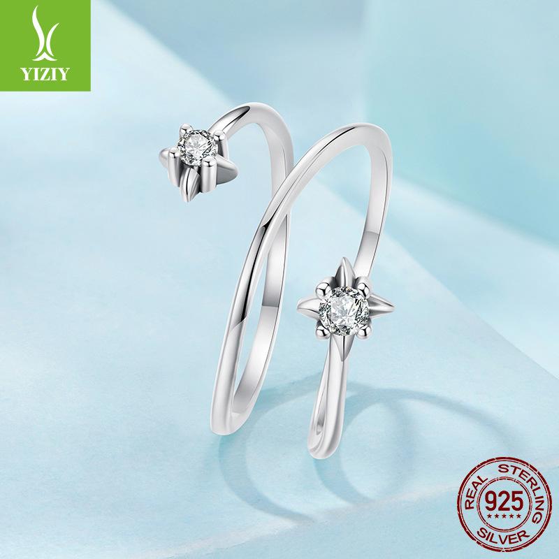 Shining Star Multi-Layer Open Ring Women'S S925 Sterling Silver Starburst Premium Ring