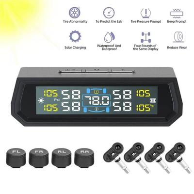 TPMS Solcellsdriven Bil Däcktrycksövervakningssystem Digital Display Däcktryck Temperatursensor Automatiskt Säkerhetslarmsystem