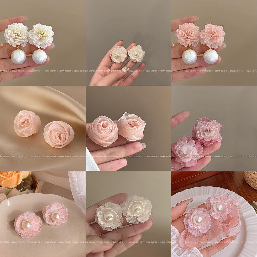 

Супер Сказочные Сетчатые Серьги-Клипсы в Виде Цветка для Непроколотых Ушей - Сладкий Летний Стиль для Круглых и Квадратных Лиц