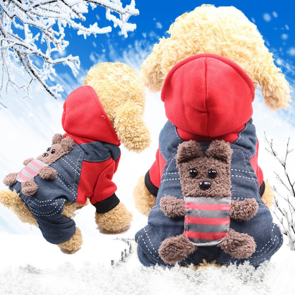 Pet dog dog clothes cat autumn and winter four-legged cotton-padded coat