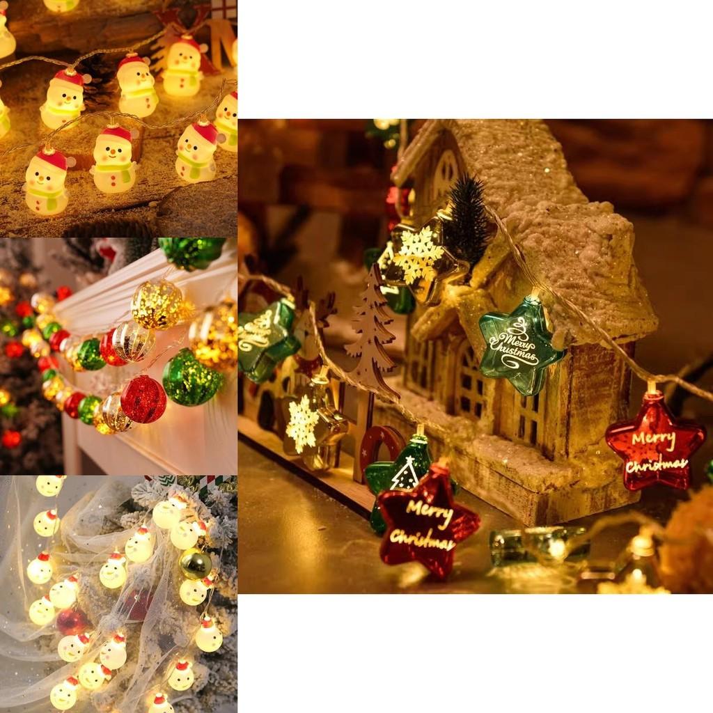Colorful Led String Lights For Christmas Featuring Santa Snowman And Reindeer Designs