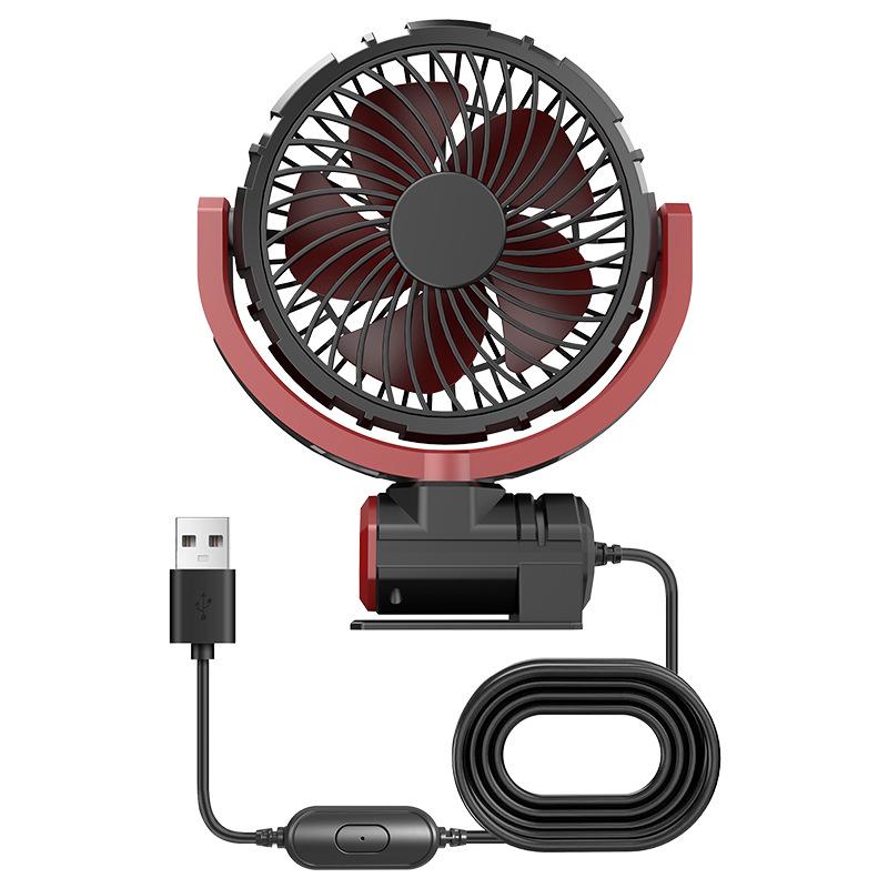 USB-Charged Rear Seat 12V Car Fan with Light