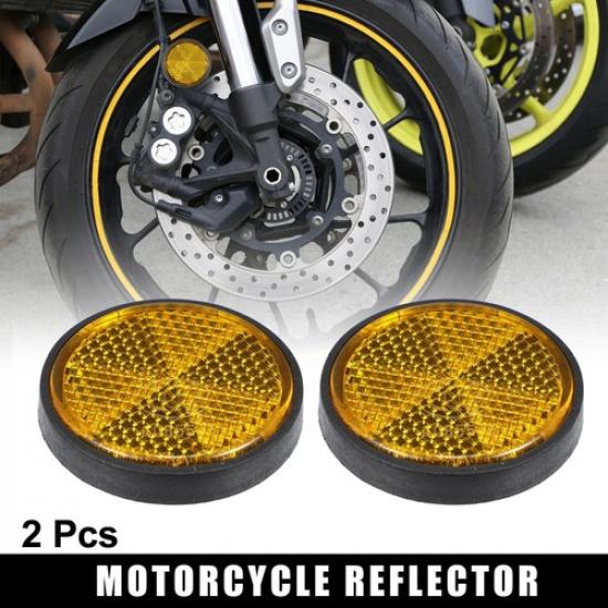2pcs M6x1.0 Orange Universal Screw Mount Round Warning Reflector for Motorcycle