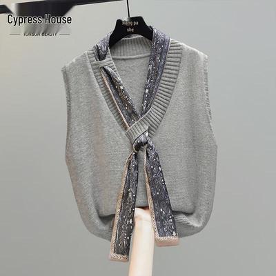 Vestă tricotată cu decolteu în V pentru damă