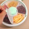 5-Compartment Rotating Fruit Tray, Portable Outdoor Rotating Snack Box with Lid,5-Section Rotating Snack Organizer,Detachable and Washable Storage Box