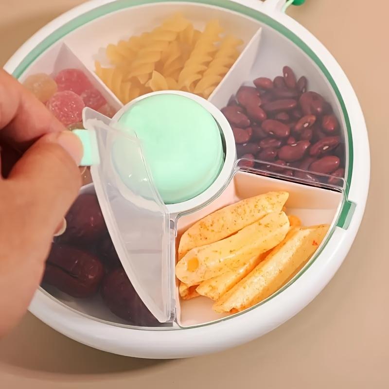 5-Fächer drehbare Obstschale, tragbare drehbare Snackbox für den Außenbereich mit Deckel, 5-teiliger drehbarer Snack-Organizer, abnehmbare und waschbare Aufbewahrungsbox