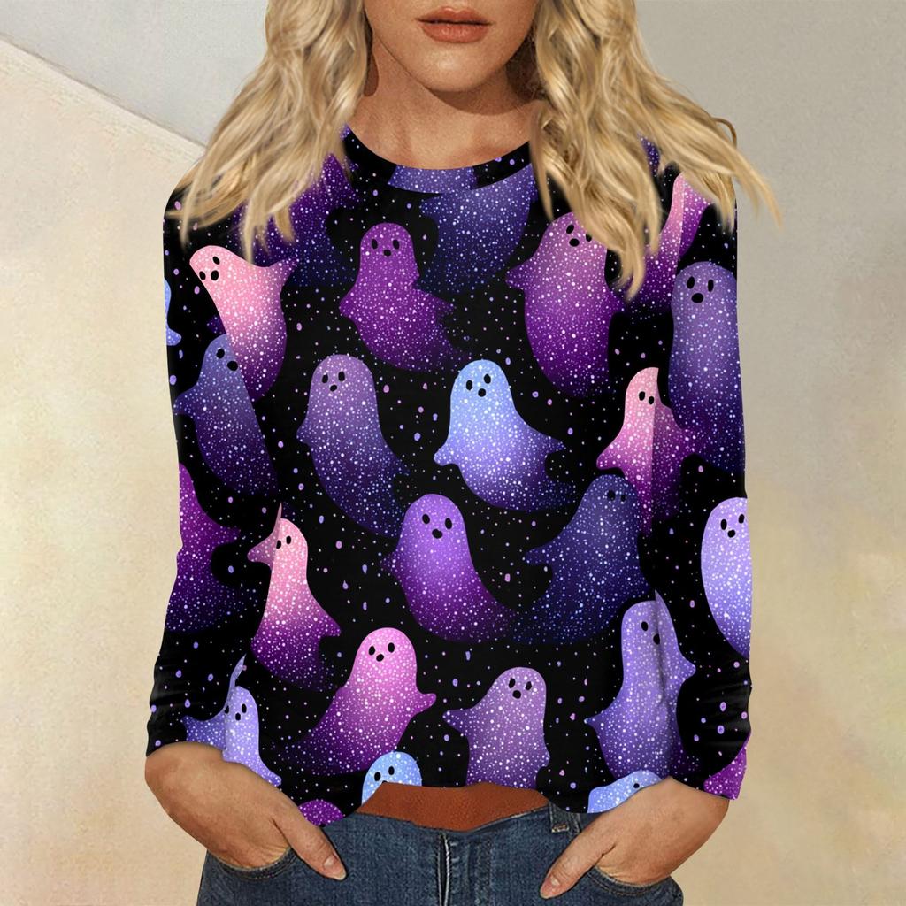 Women's Daily Casual Long-sleeved Printed O-neck Top