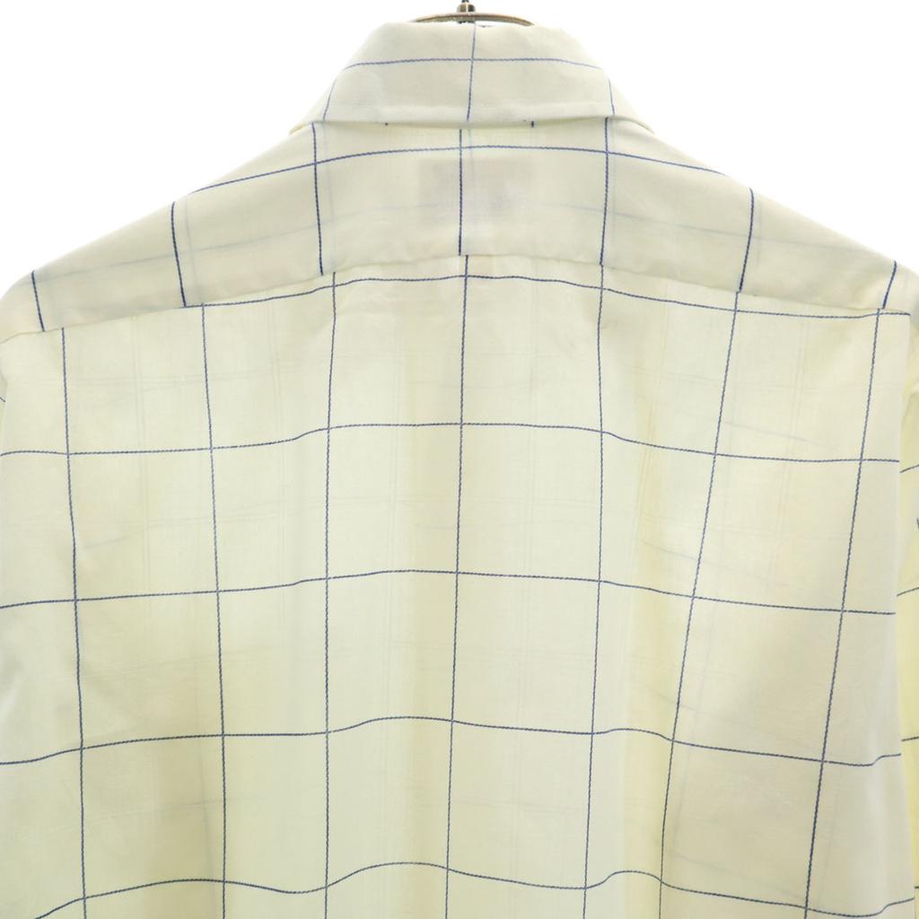 ARROW 70s vintage Window pen check Long sleeve shirt 32 Light yellow Men's Used