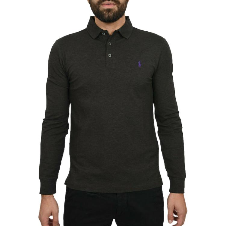 

Polo Ralph Lauren Мужская рубашка-поло с длинным рукавом и вышивкой логотипа маленькой лошади топы Темно-серый 710720846-002 XXL