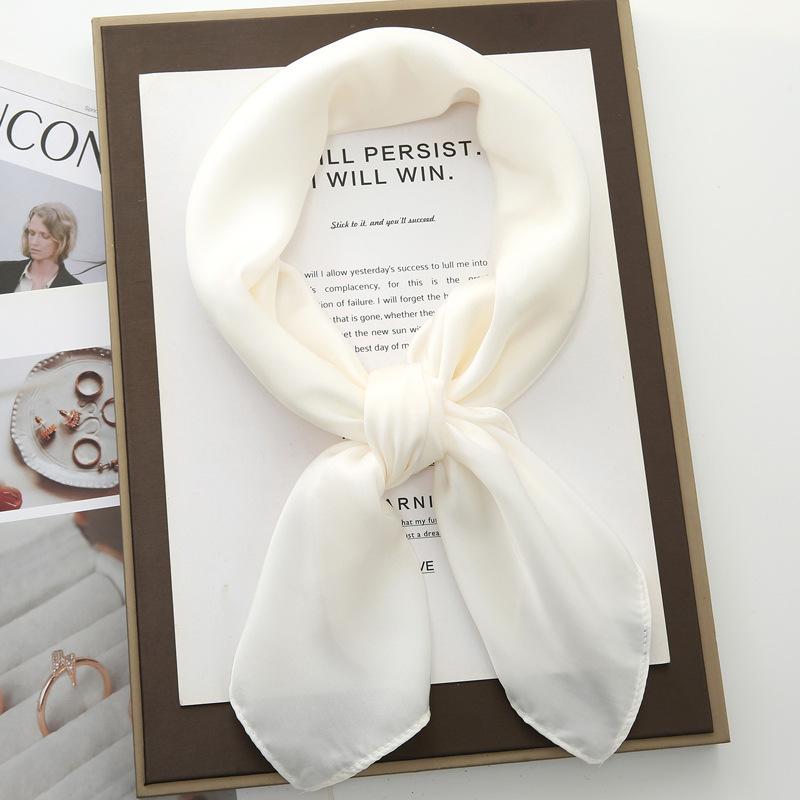 70cm Solid Color Small Square Scarf Women Trendy Versatile Neck Scarf Match Blazer Shirts Decorative Bandana