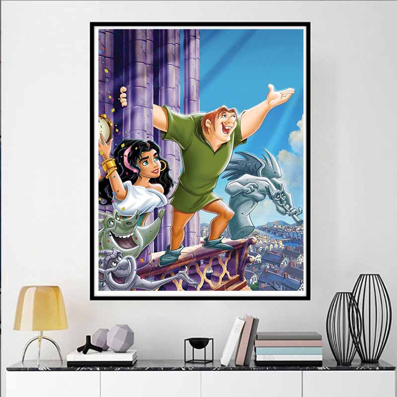 Disney Diamond Painting Complete Set Classic Scene Illustrations of The Hunchback of Notre Dame 5D Diamond Painting Cross Stitch Mosaic Home Decor