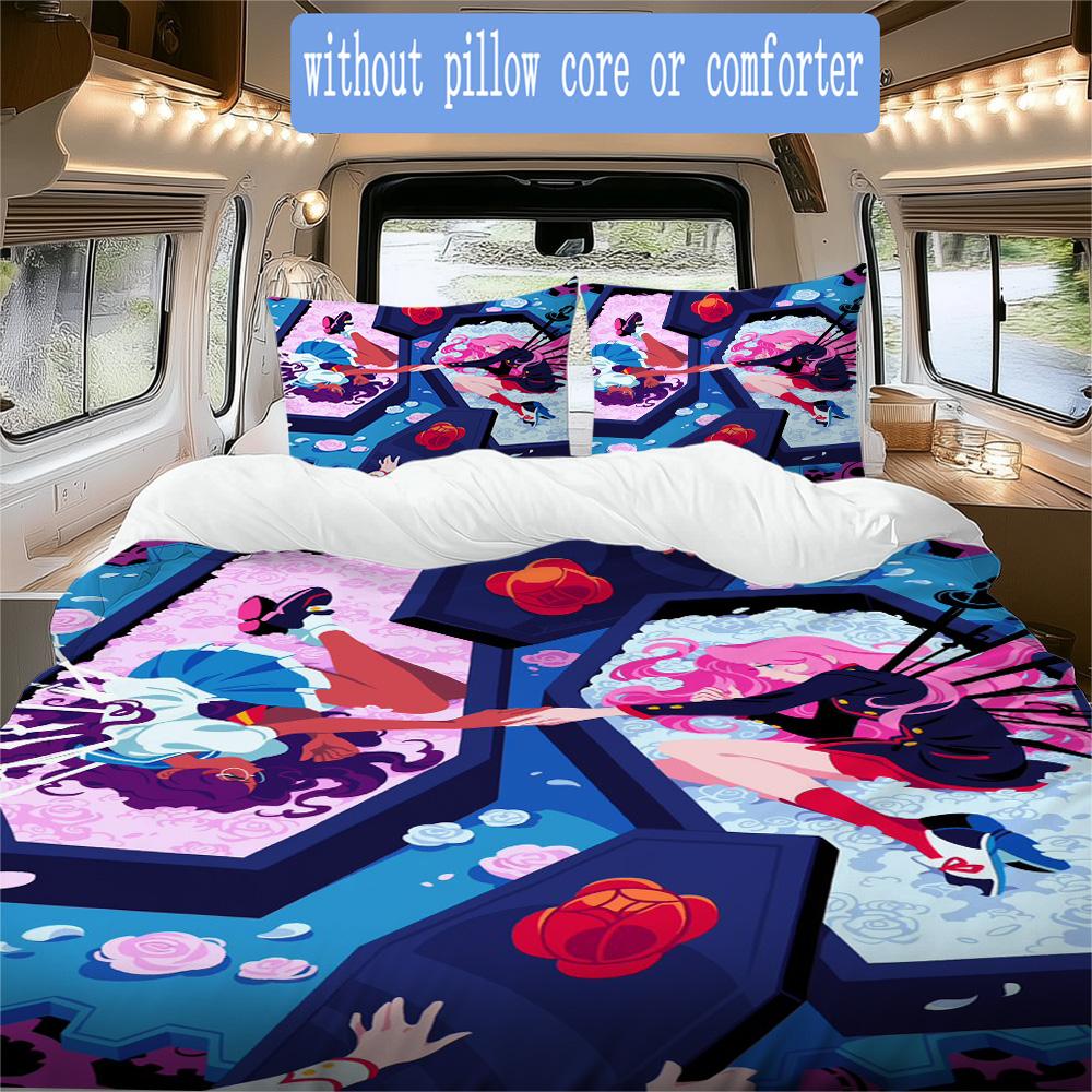 Girl-themed graphic design Pattern Bedding,Quilt Set Quilt Cover Pillowcase Home Birthday Gift (1*duvet cover+2*pillowcase,without core)XSJT0917434