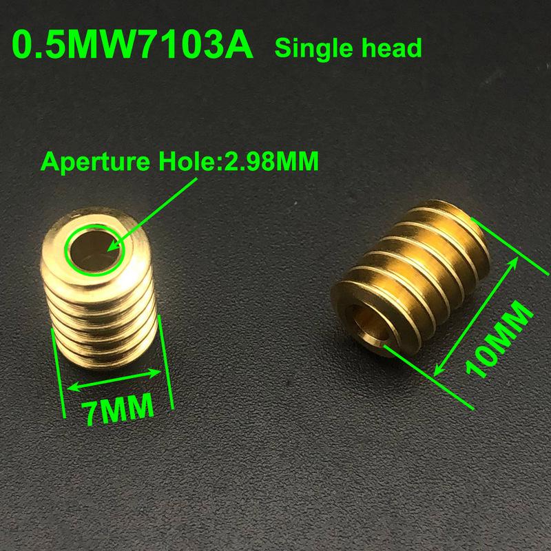 10Pcs 0.5M 7MM Aperture Bore Hole 3MM 2.98MM 3A Helix Angle 4°46′ 10MM Single Head W7103A Brass Worm Gear Reduction 0.5 Modulus