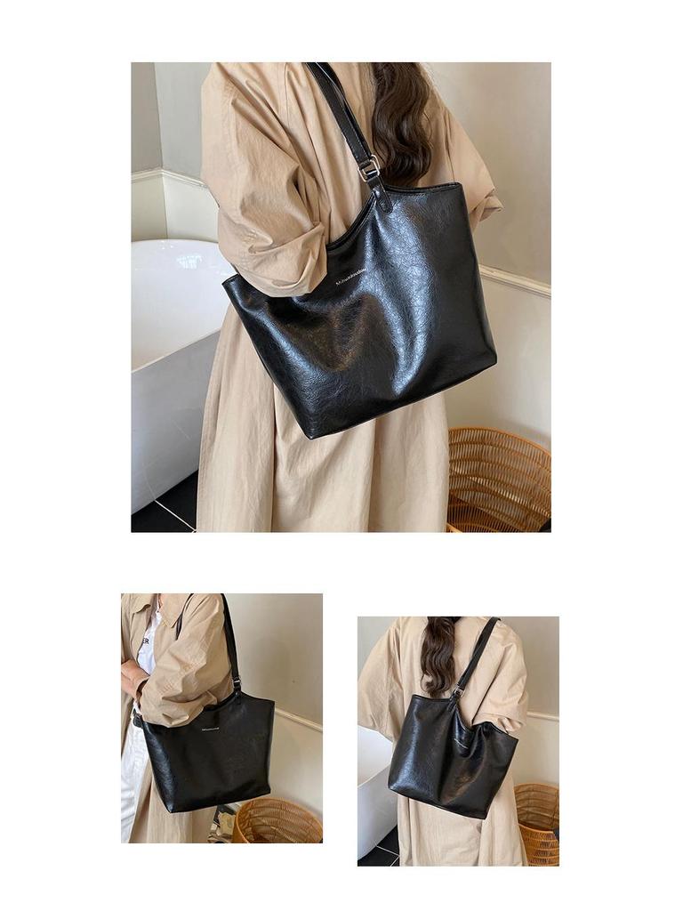 Women's Large Retro Soft Leather Tote: High-Quality, Versatile Fashion Shoulder Bag for School & Commute