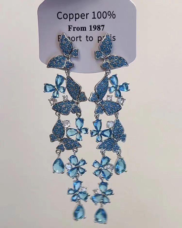 Spring Garden ~ Butterfly dusk øredobber, kvinnelige skog søte blomst lange øredobber, super fe temperament utsøkte øredobber