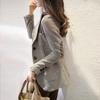 Double Breasted Women Blazer Warm Woolen Fabric Casual Mid Length Coat Slim Commuting Office Lady Spring Autumn