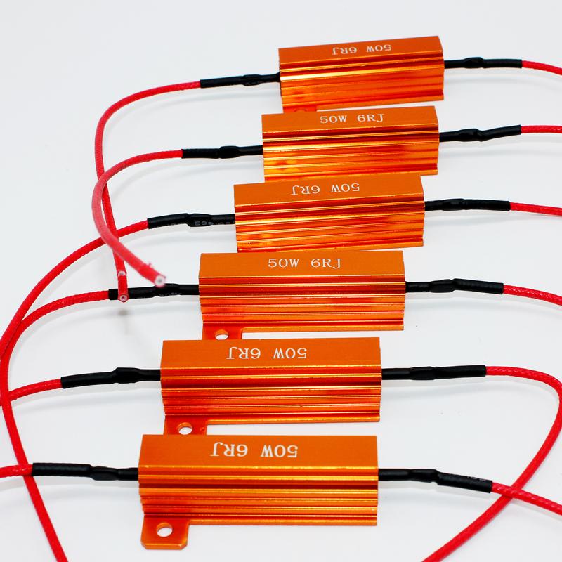 4Pcs 6PC 2PC 50W 6Ohm 6RJ for DC 12V Car Load Resistor Error Canceller LED Decoder Canbus Free Wiring Canceller Decoder Light