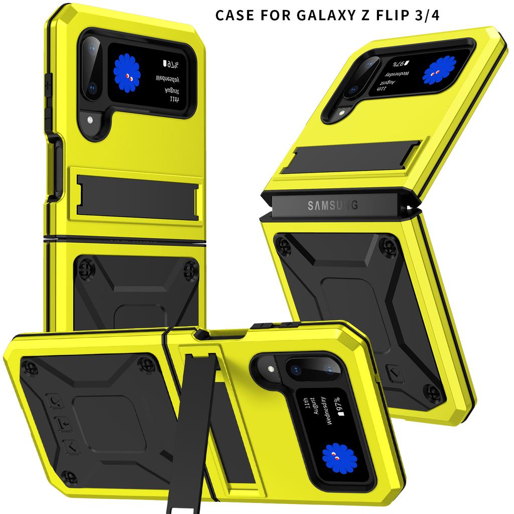 With Bracket+Full Protective For Samsung Galaxy Z Flip 4 5G 2025 Case Kickstand Dual Layer Protective Shockproof for Z Flip 3/4