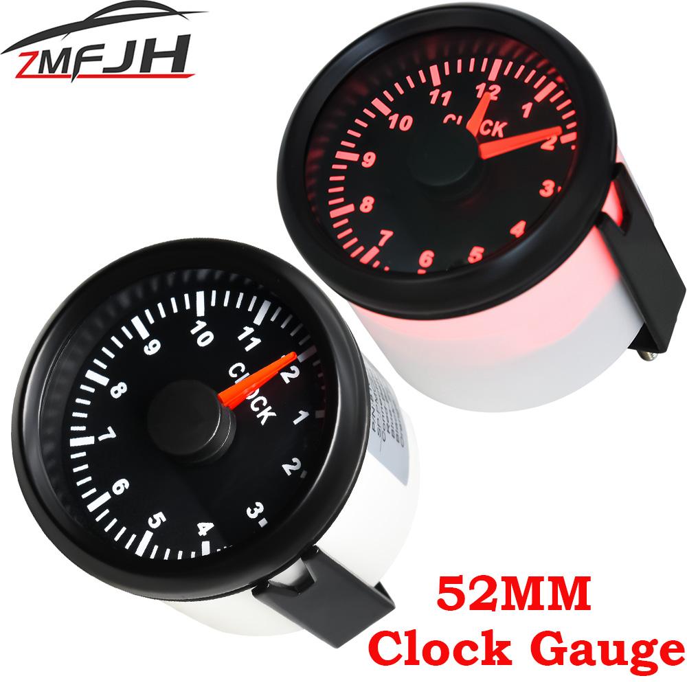 Waterproof 52mm Digital Clock Gauge 0-12 Hours For Car Boat Yacht Show Pointer Clock Meter with Red Backlight 9-32V Hour Meter
