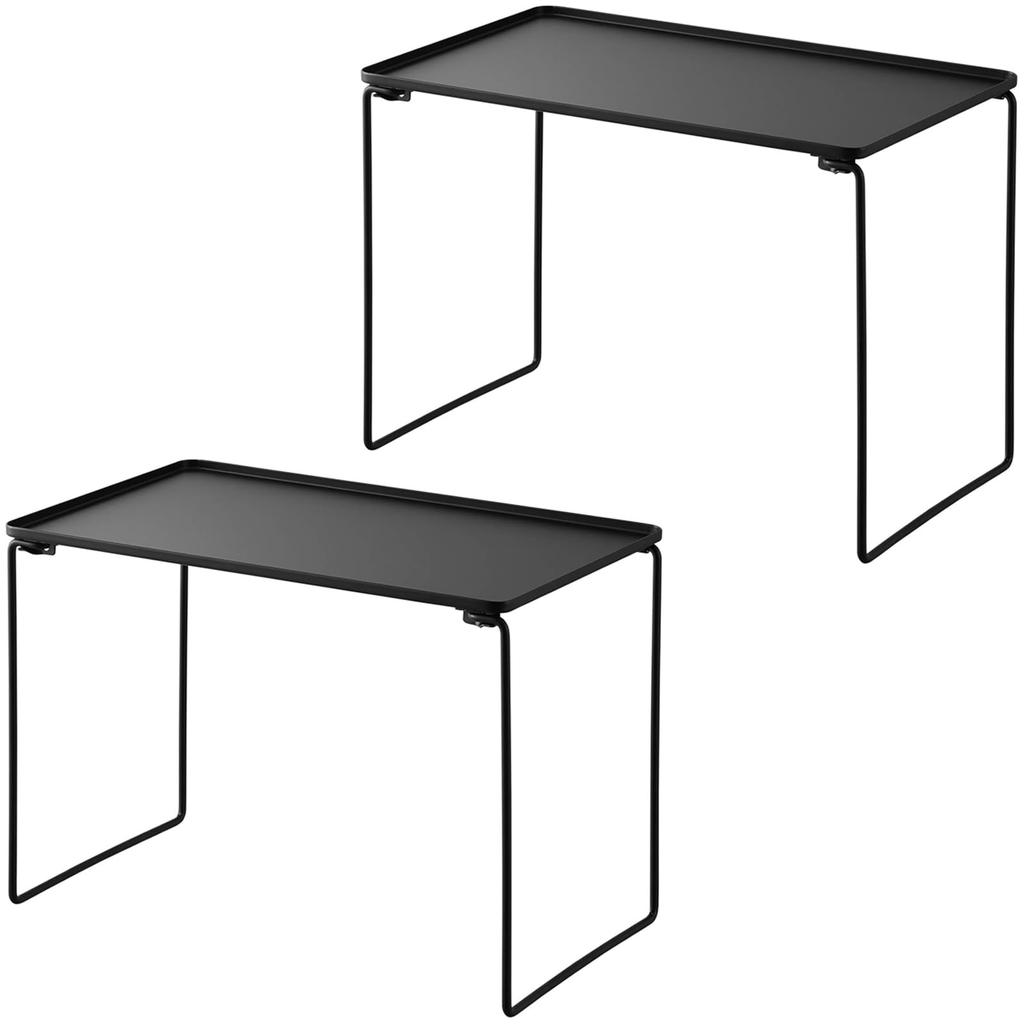 Yamazaki Tower Folding Stackable Shelves, Large, Set of 2, Under-Sink Storage, Black, 1370 x 2
