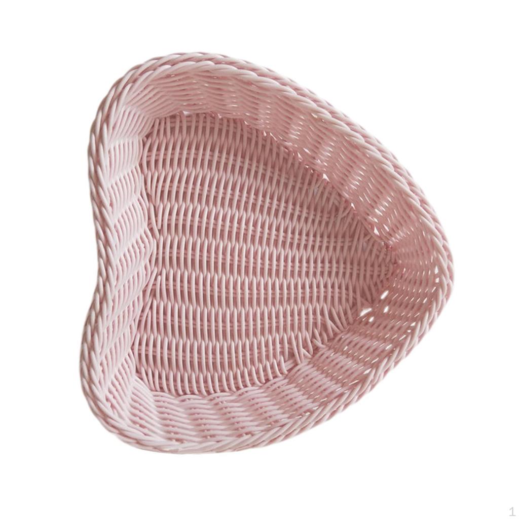 Umělý Ratanový Košík na Ovoce ve Tvaru Srdce Úložný Snack pro Domov