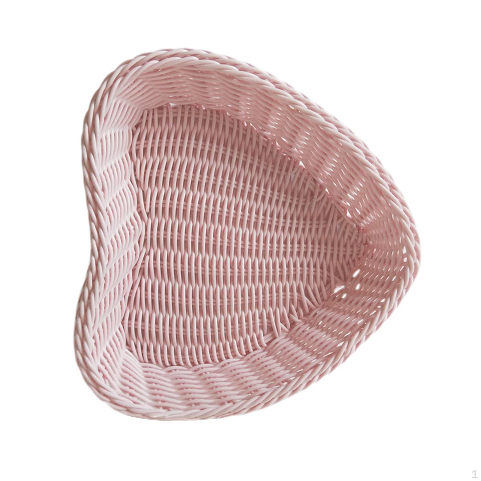 

Искусственная ротанговая корзина для фруктов в форме сердца для хранения закусок для дома розовый