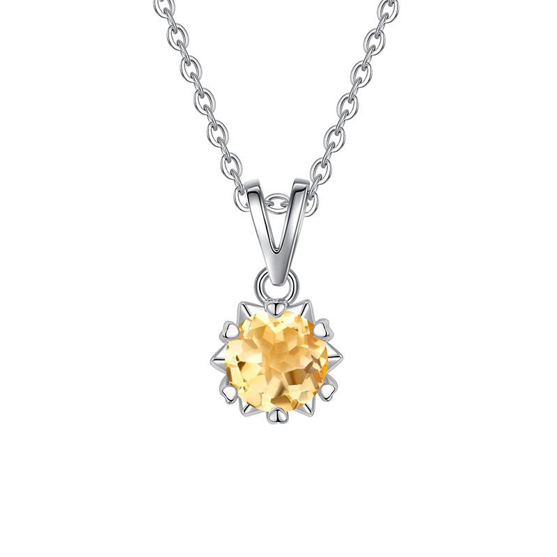 S925 Sterling Silver Necklace Women's High-end Design Sense Natural Crystal Stone Olivine Topaz Six-claw Jewelry Set Women