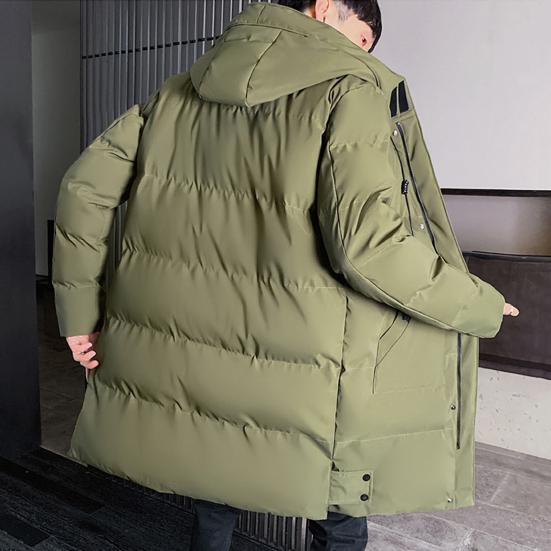 Men Cotton Coat Hooded Drawstring Long Sleeve Full Zipper Closure Cotton Jacket