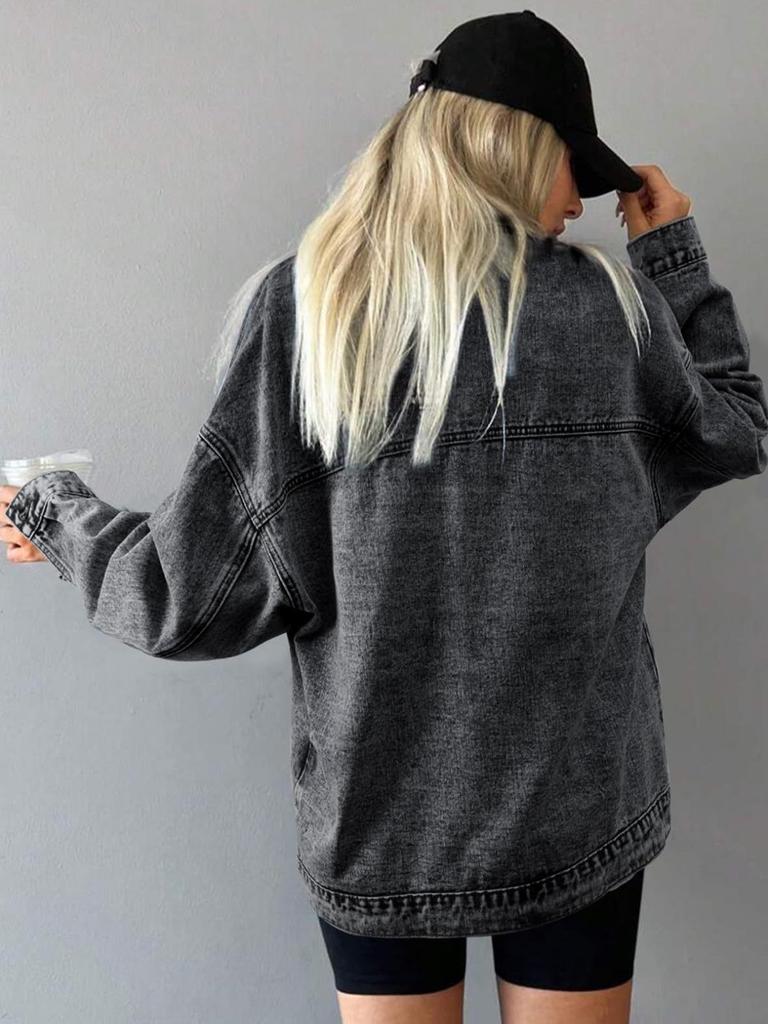 2026 Women’s Loose Denim Jacket with Pockets - European/American Spring & Autumn Style