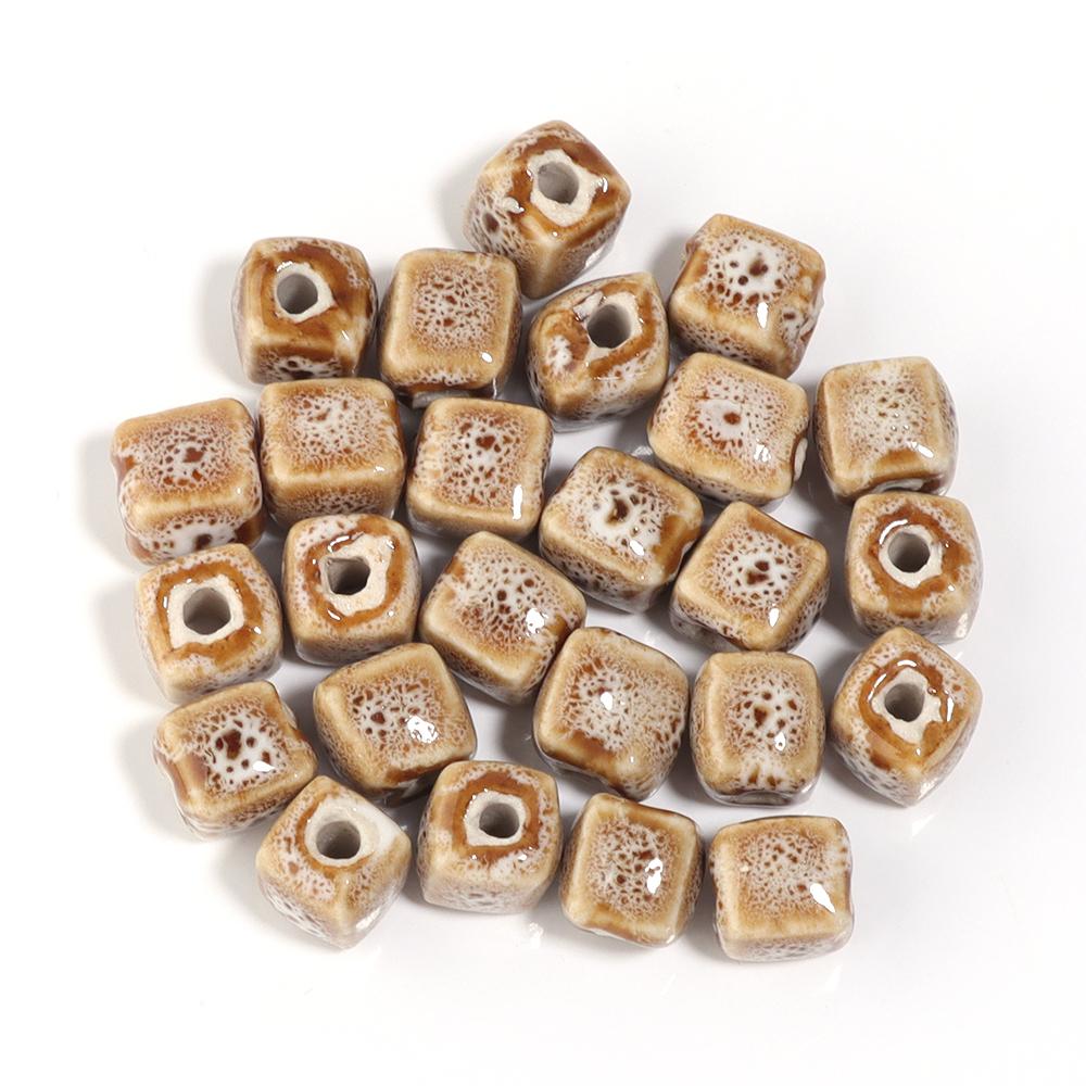 10pcs/lot Colorful Square Ceramic Beads Floral Glaze Porcelain Bead for DIY Bracelet Necklace Charms  Jewelry Making Supplies
