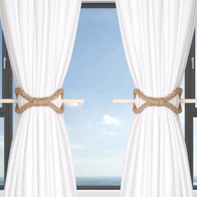 Solid Wood Sticks Curtain Binding Rope Simple Portable Curtain Tiebacks Handmade Decorative Curtain Buckle Bedroom