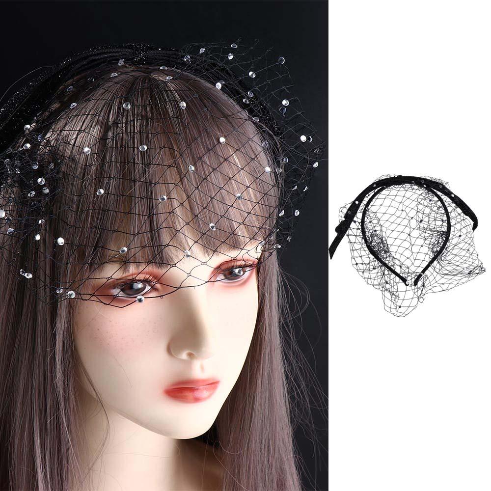 Bowknot Bow Headband Cloth Rhinestone Headband Fashion Bride Veil Hair Hoop  Female