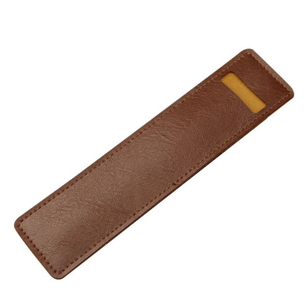 10Pcs Creative PU Leather Pencil Case Solid Minimalist Design Pencil Pouch Ballpoint Pen Cover For Students