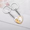 Black & White Love Cat Keychain Pendant for Couples - Stainless Steel Anti-Loss Keyring Accessory