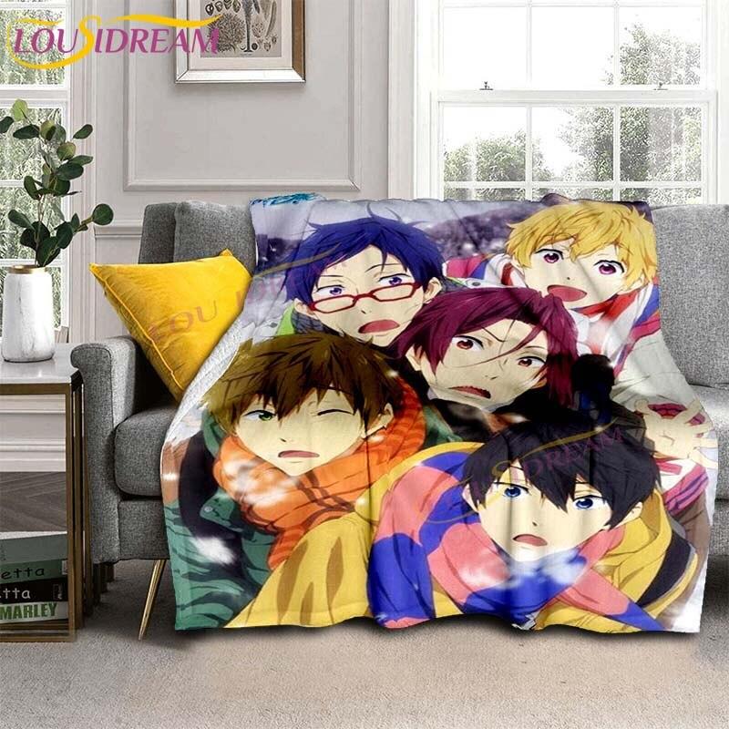 Gratis Iwatobi Swim Club Dekens Cartoon Bedspreien Dekens Anime Flanellen Dekens Bank Bed Dekens Plaid Dekens Cadeaus