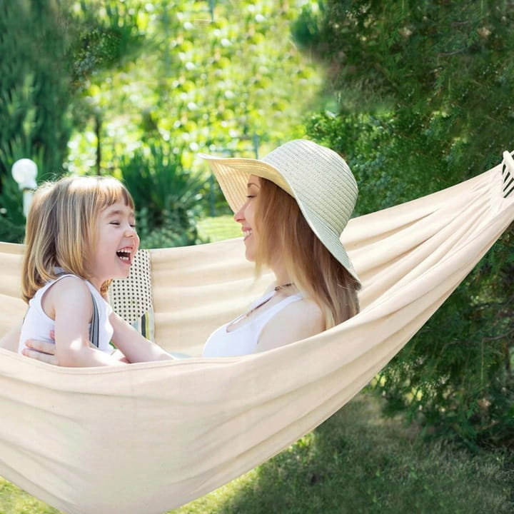 Garden Hammock Double 260 X 155 With Strong Crossbar - Natural Color