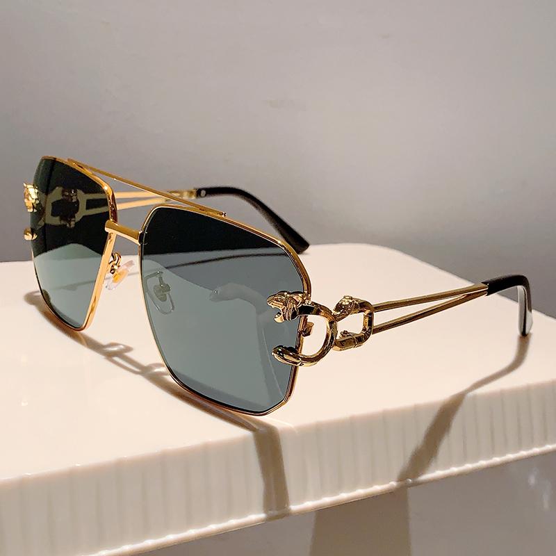 

Мужские винтажные солнцезащитные очки-авиаторы, модные ретро-металлические черные очки с леопардовым декором, градиентные солнцезащитные очки для пляжа as picture shows серый